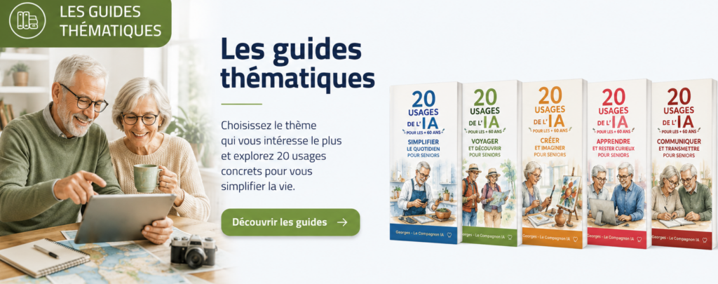 Couvertures des Guide thématiques d'usages de  l'IA pour seniors
